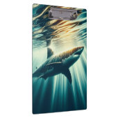 深いの青い海と日光の中でサメ クリップボード (右)