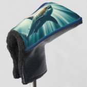 深いの青い海と日光の中でサメ ゴルフヘッドカバー (3/4 正面)