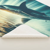 深いの青い海と日光の中でサメ シェルパブランケット (3/4)