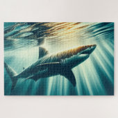 深いの青い海と日光の中でサメ ジグソーパズル (横)