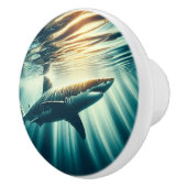 深いの青い海と日光の中でサメ セラミックノブ (右)