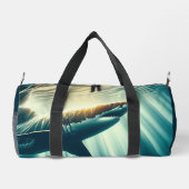 深いの青い海と日光の中でサメ ダッフルバッグ (裏面)