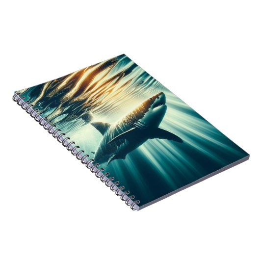深いの青い海と日光の中でサメ ノートブック (右側)
