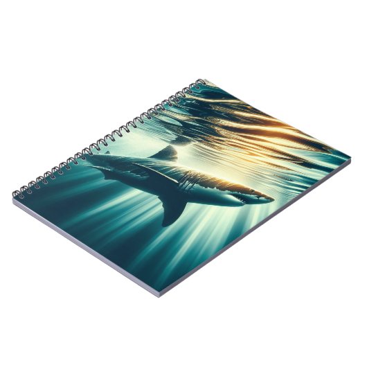 深いの青い海と日光の中でサメ ノートブック (左側)