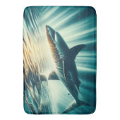 深いの青い海と日光の中でサメ バスマット (正面縦)