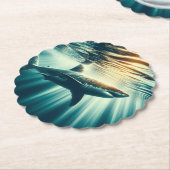 深いの青い海と日光の中でサメ ペーパーコースター (アングル)