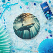 深いの青い海と日光の中でサメ ペーパープレート (パーティー)