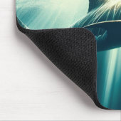 深いの青い海と日光の中でサメ マウスパッド (コーナー)