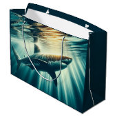 深いの青い海と日光の中でサメ ラージペーパーバッグ (裏面アングル)