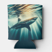 深いの青い海と日光の中でサメ 缶クーラー (裏面)