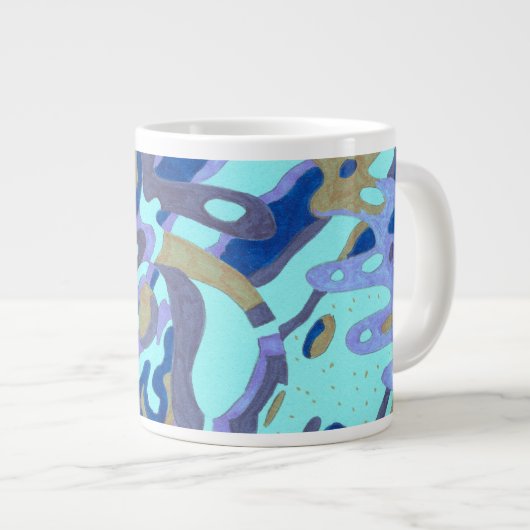 「深いは海」オリジナル抽象芸術 ジャンボコーヒーマグカップ (正面右)