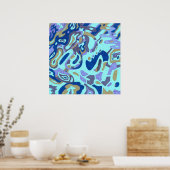 「深いは海」オリジナル抽象芸術 ポスター (キッチン)