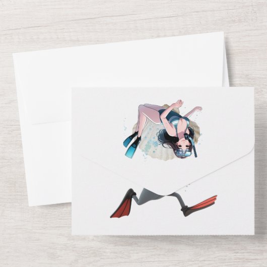 深いへのダイビング：海下誕生日の招待。 オールインワン招待状 (裏面)