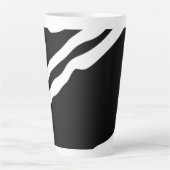 深いへ：抽象芸術ブラック&ホワイト カフェラテマグ (正面)