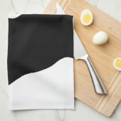 深いへ：抽象芸術ブラック&ホワイト キッチンタオル (四つ折り)