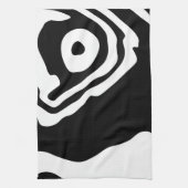 深いへ：抽象芸術ブラック&ホワイト キッチンタオル (縦)