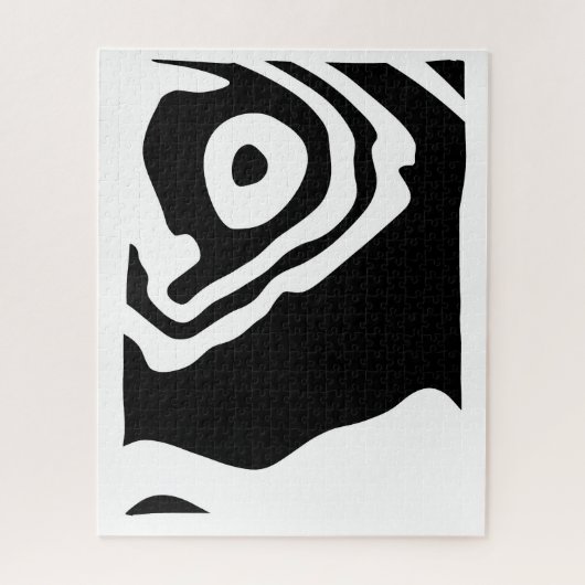深いへ：抽象芸術ブラック&ホワイト ジグソーパズル (縦)