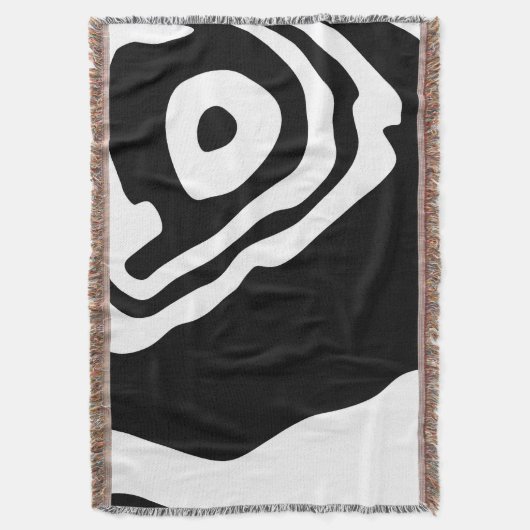 深いへ：抽象芸術ブラック&ホワイト スローブランケット (正面縦)
