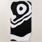 深いへ：抽象芸術ブラック&ホワイト ビーチタオル (正面)