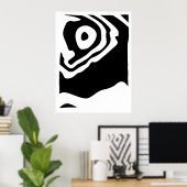 深いへ:抽象芸術ブラック&ホワイト ポスター (ホームオフィス)