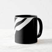 深いへ：抽象芸術ブラック&ホワイト マグカップ (正面右)