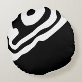 深いへ：抽象芸術ブラック&ホワイト ラウンドクッション (裏面)