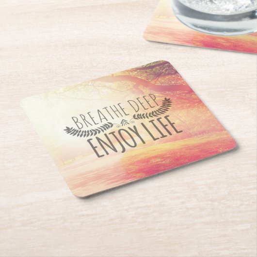 深いを呼吸して下さい スクエアペーパーコースター (アングル)