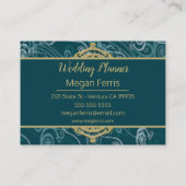 深いアクアと金ゴールド 名刺 (裏面)