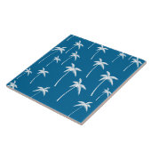 深いアクアアンドホワイトパームツリーズ タイル (側面)