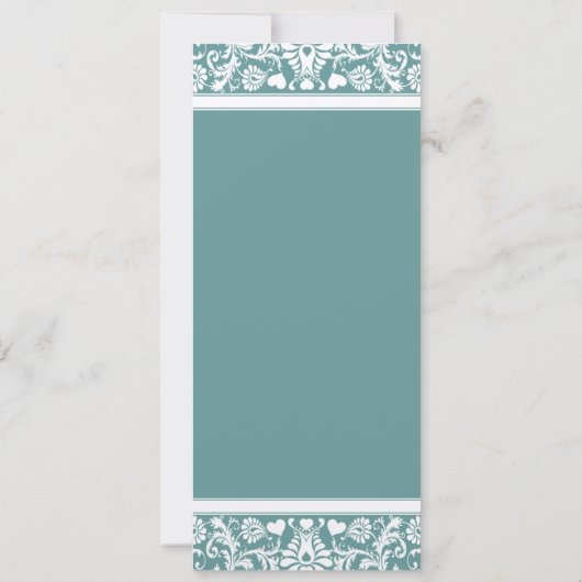 深いアクアブルーダマススワーズ結婚式招待状 招待状 (裏面)