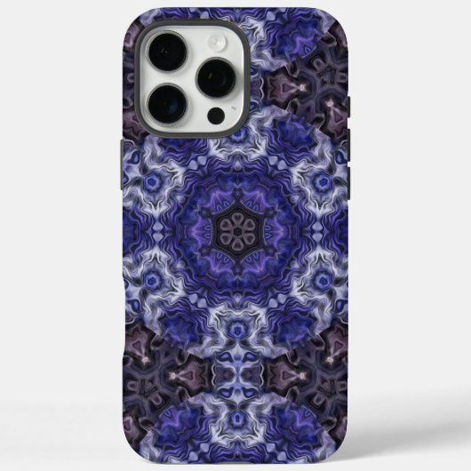 深いインディゴの渦巻き曼荼羅と流れる模様 Case-Mate iPhoneケース (裏面)