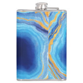 深いインディゴアゲートマーブル抽象芸術ネームモノグラムCo フラスク (裏面)