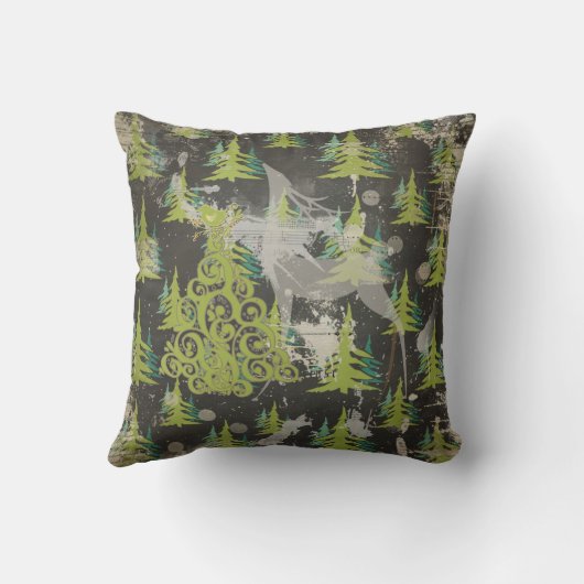 深いインフォレストクリスマスホリデーピロー クッション (裏面)