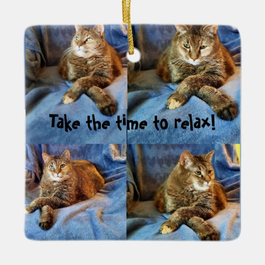 深いイン考え子猫 セラミックオーナメント (正面)