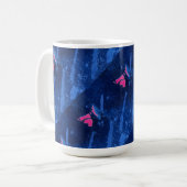 "深いウォーター#3オンピンクタイル"抽象デザインマグ コーヒーマグカップ (正面左)