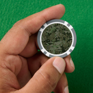 深いウッズデジタルグリーン迷彩柄背景 ポーカーチップ