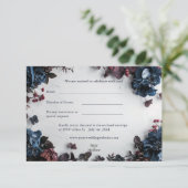 深いウッドランドロマンスウェディングRSVPカード サンキューカード (スタンド正面)