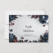 深いウッドランドロマンスウェディングRSVPカード サンキューカード (裏面)