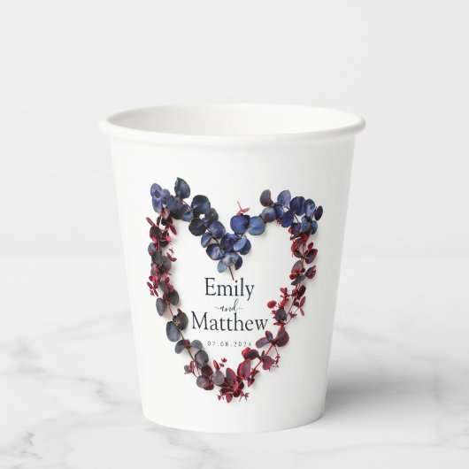 深いウッドランドロマ結婚ンス 紙コップ (正面)