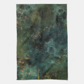 深いエメラルドエレガント  キッチンタオル (縦)