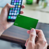 深いエメラルドグリーン 名刺