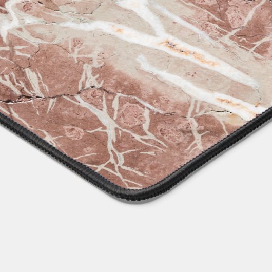 深いエレガントバラとホワイトマーブル デスクマット (コーナー)