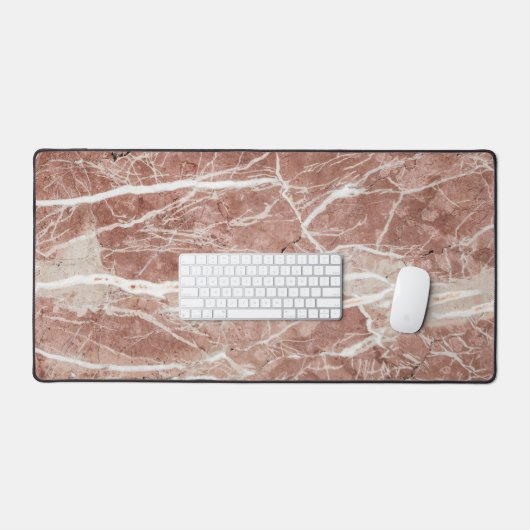 深いエレガントバラとホワイトマーブル デスクマット (キーボード&マウス)