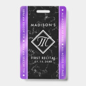 深いエレガントパープルフォイルブラックマーブルVIPイベント バッジ (Back)