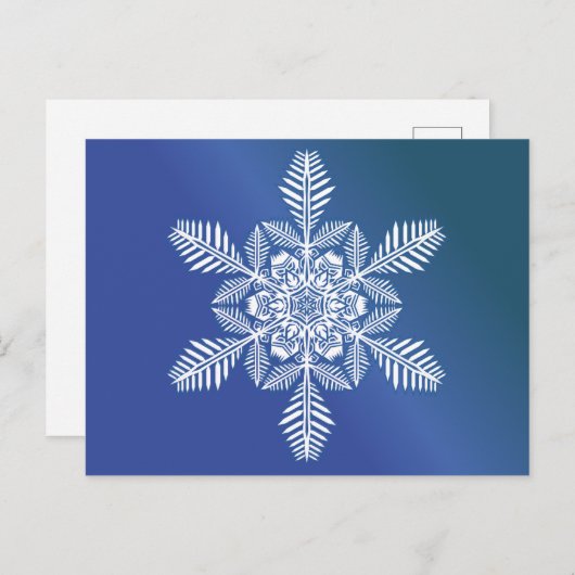 深いエレガントブルースカイのスノーフレーク シーズンポストカード (正面/裏面)