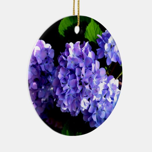 深いエレガント紫フローラ花あじさい セラミックオーナメント (右)