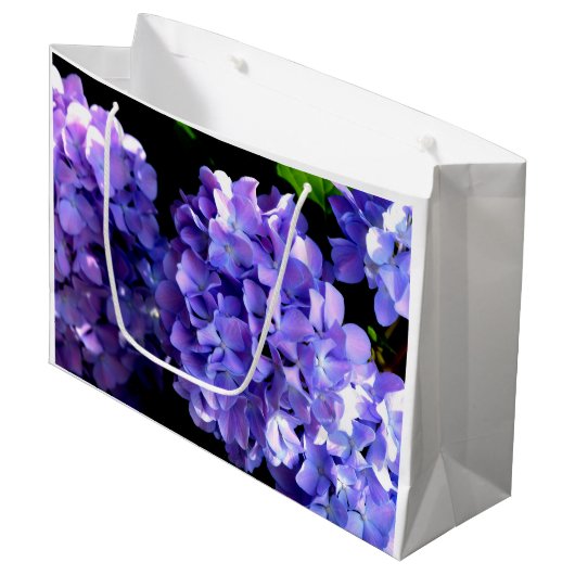 深いエレガント紫花模様 ラージペーパーバッグ (正面アングル)