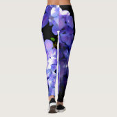 深いエレガント紫花模様 レギンス (裏面)