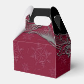 深いエレガント赤と黒の冬の結婚式 フェイバーボックス (裏面サイド)