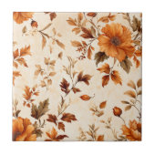 深いオレンジアンバーヴィンテージフローラ秋のパターン タイル (正面)